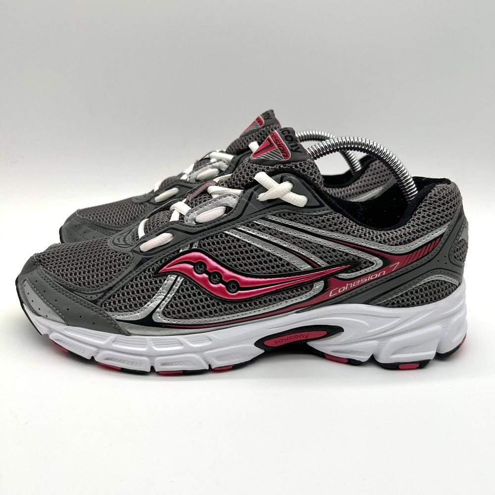 Saucony Cohesion 7 Shoes Women 10.5 Wide Gray Pink Mesh Running Sneakers 15191-2